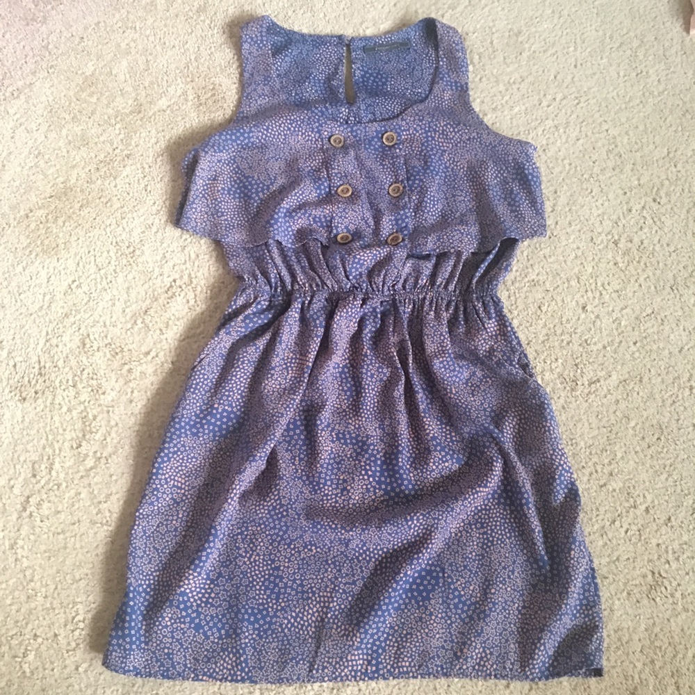 Pink Floral on Blue Dress